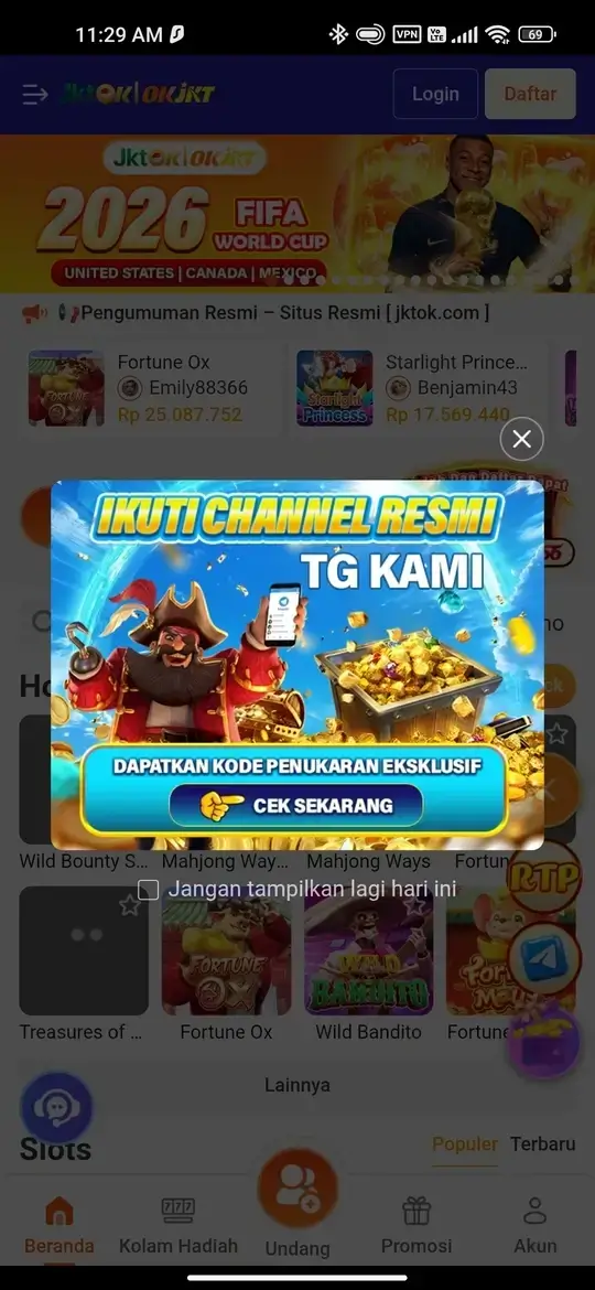 JKTOK APK - Beranda utama dan promosi